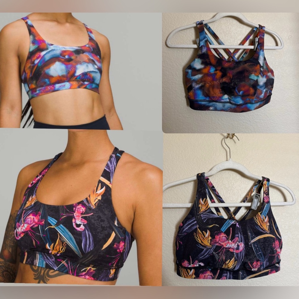 Lululemon Energy Bra *Medium Support Sz 8 Lot Hyper Drift Multi &‎ Veiled Floral